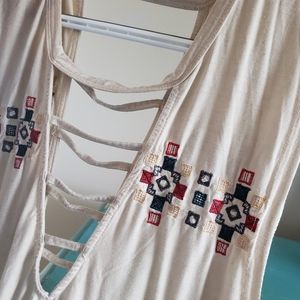 POL aztec criss-cross tunic tank